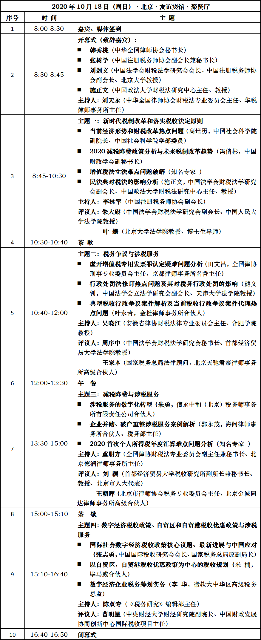 2020中国税法论坛议程