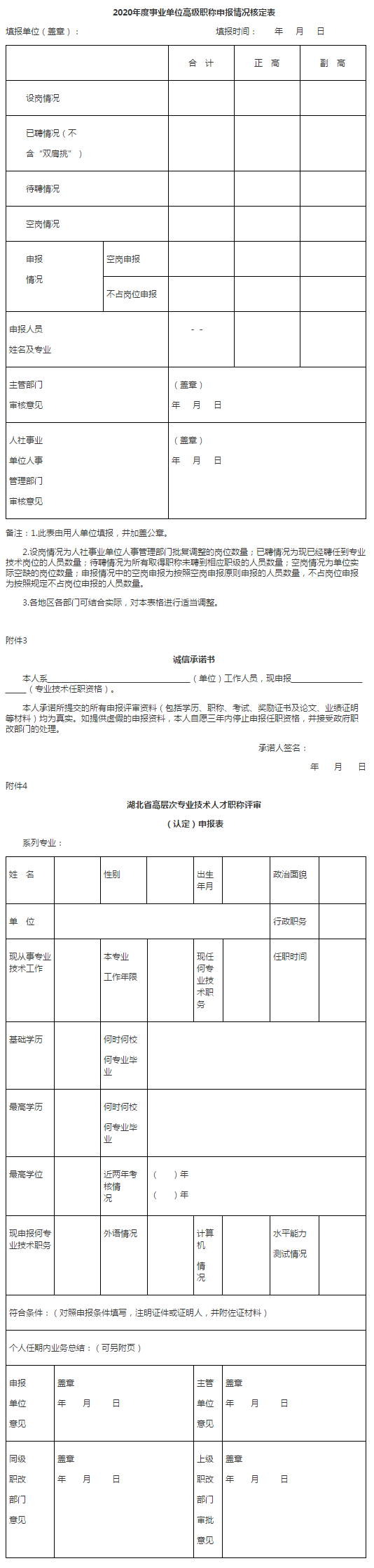 湖北2020年正高级、高级会计师评审申报材料的通知