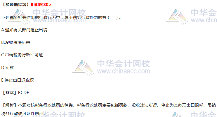 税务行政处罚的种类