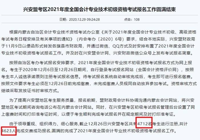 2021年初级会计报名人数升了还是降了？有财政厅官宣了!