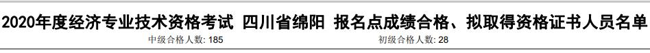 绵阳2020年初中级经济师考试合格人数