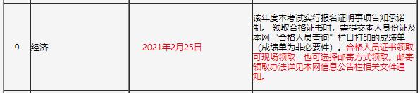 吉林2020年初中级经济师合格证领取