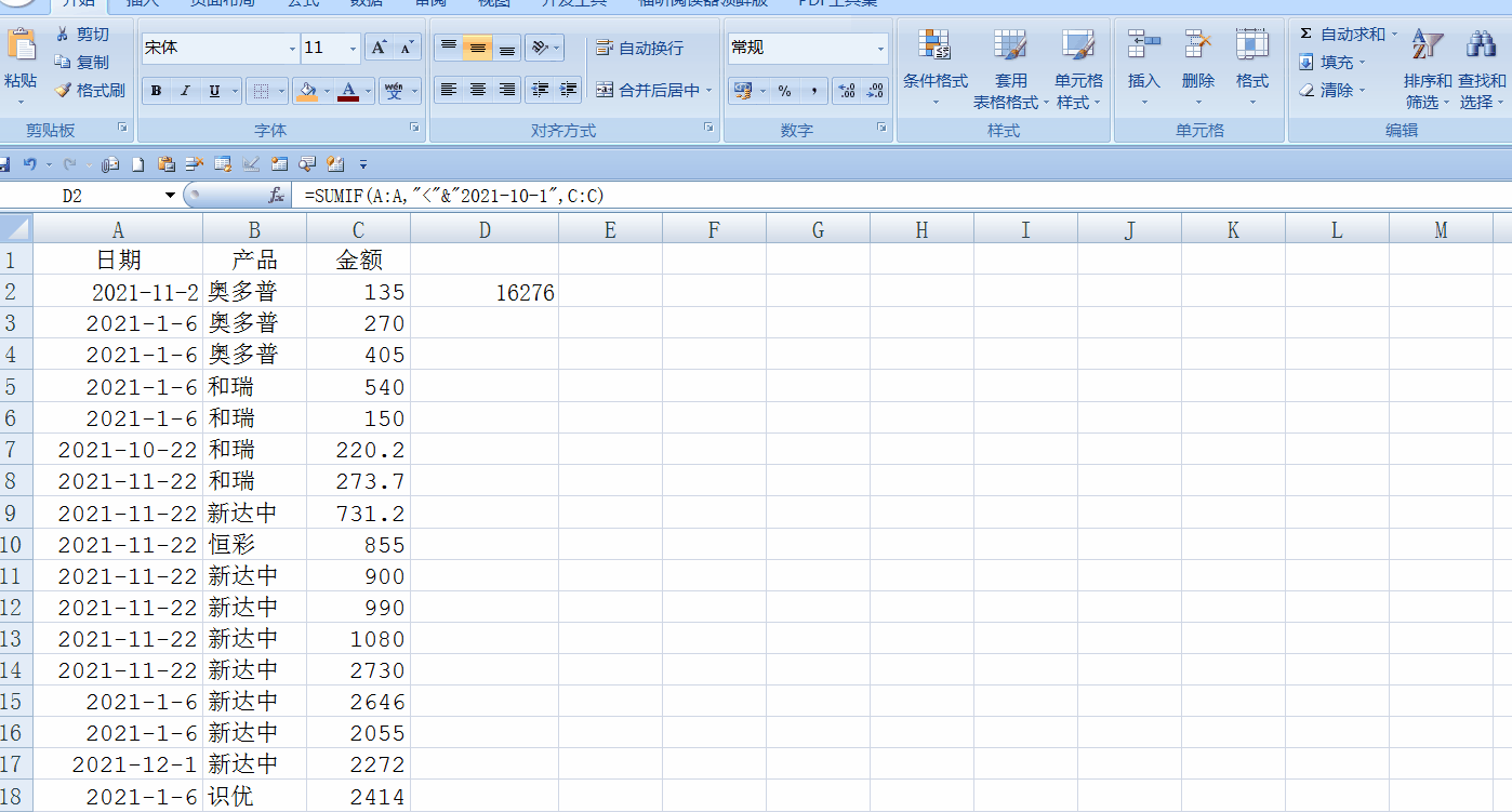 sumif函数使用经典案例！返回某一日期之前的销售额总和！