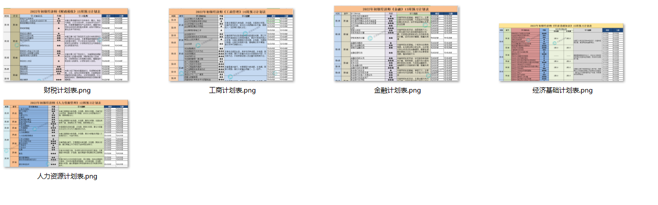 全科目计划表部分预览