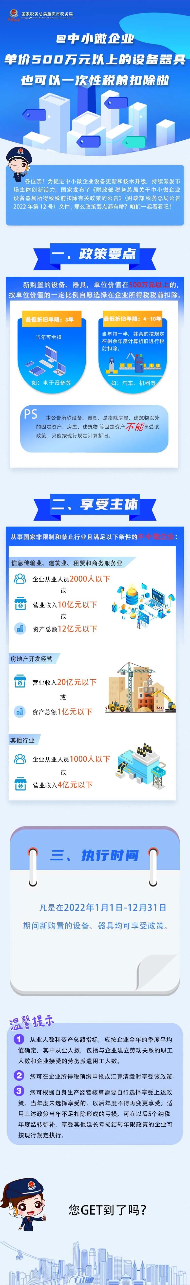 @中小微企业 单价500万元以上的设备器具也可以一次性税前扣除啦