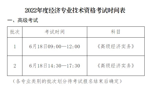 高级经济师考试时间