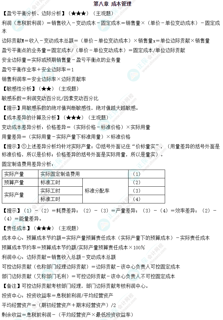 中级会计职称《财务管理》必备公式