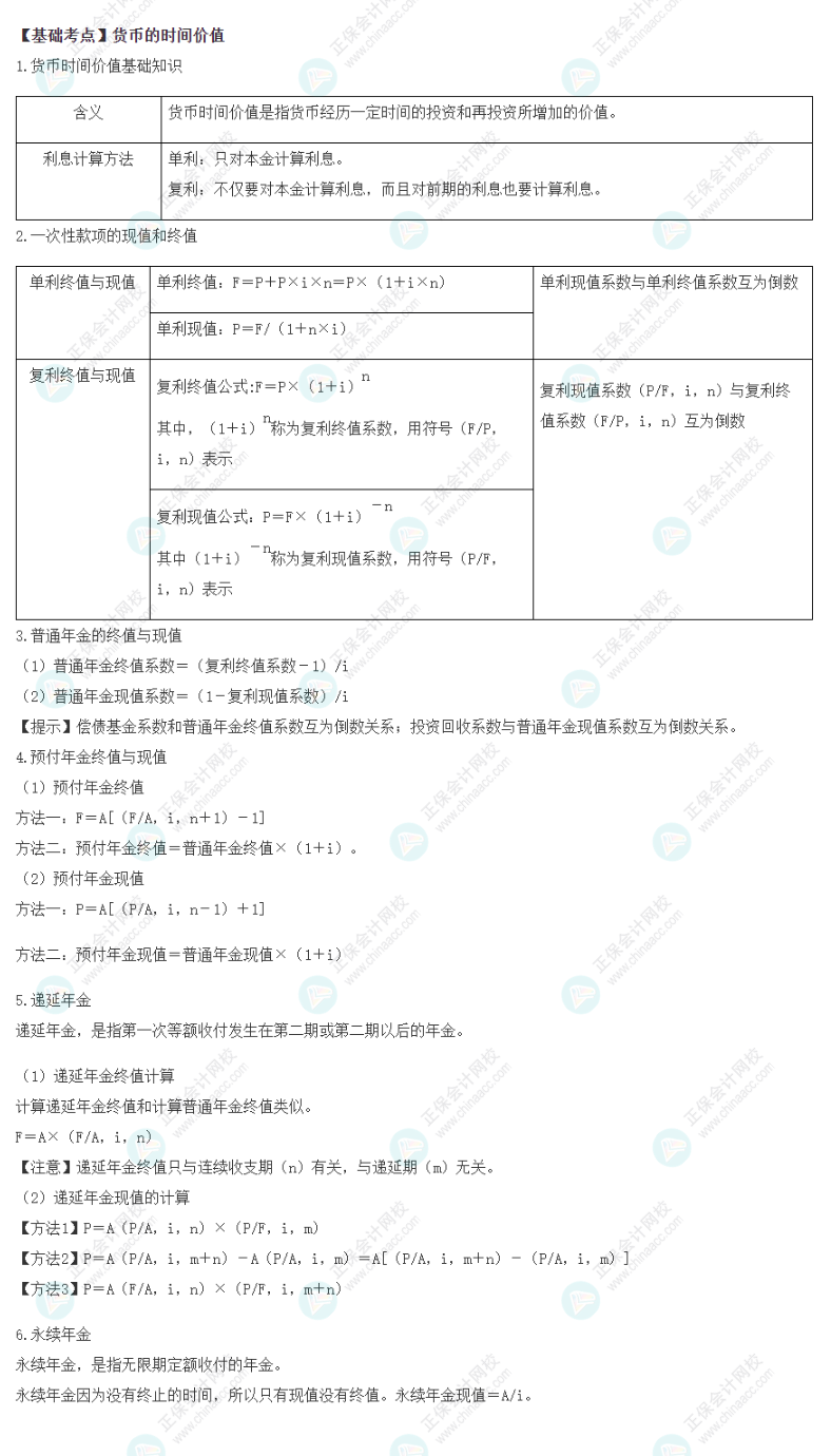 2022注会《财管》基础备考阶段必备考点