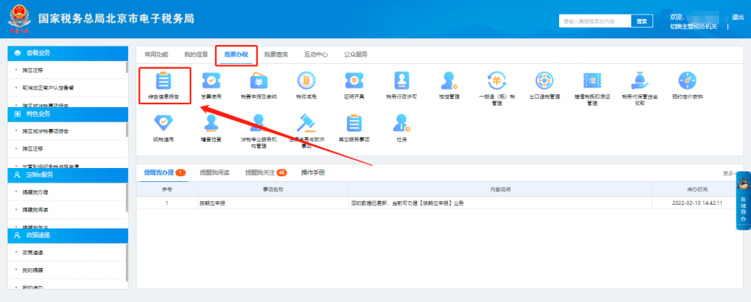 我要办税—综合信息报告