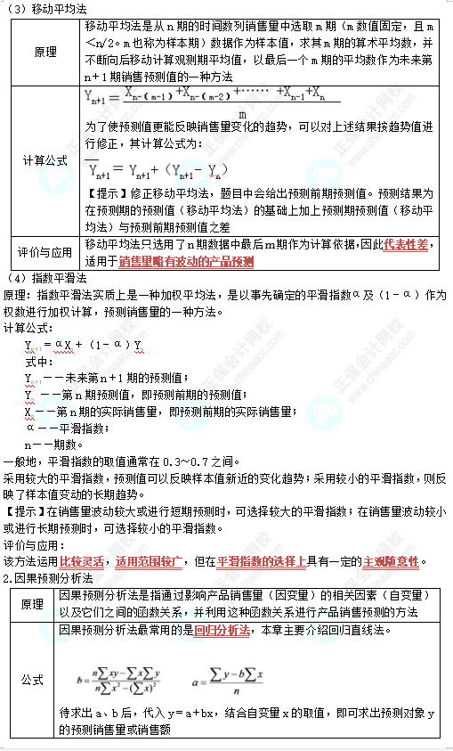 中级《财务管理》高频考点：销售预测分析