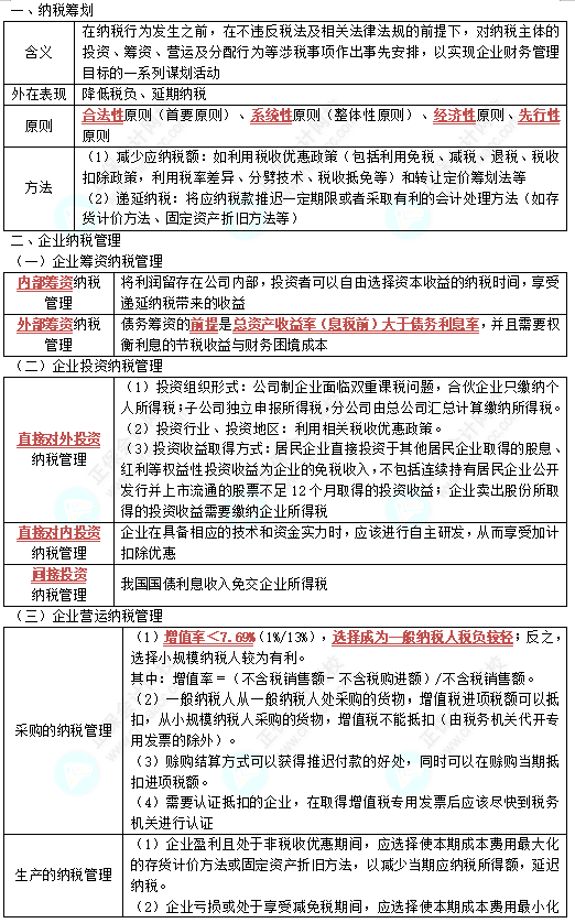 中级《财务管理》高频考点：纳税管理