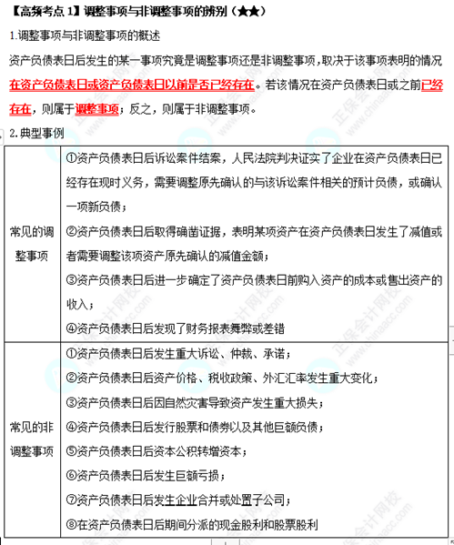 《中级会计实务》高频考点：调整事项与非调整事项的辨别（★★）