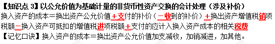 【速记口诀3】《中级会计实务》以公允价值为基础计量的非货币性资产交换的会计处理（涉及补价）