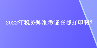 2022年税务师准考证在哪打印啊？