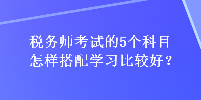 税务师考试的5个科目怎样搭配学习比较好？