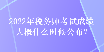 2022年税务师考试成绩大概什么时候公布？