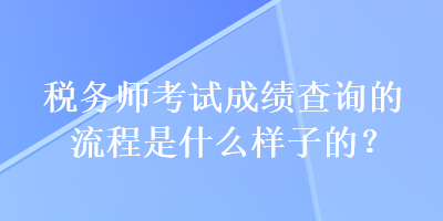 税务师考试成绩查询的流程是什么样子的？