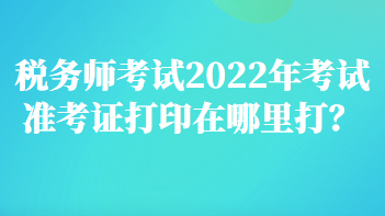 税务师考试2022年考试准考证打印在哪里打？