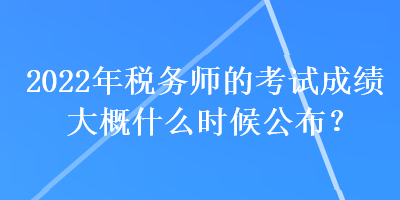2022年税务师的考试成绩大概什么时候公布？