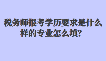 税务师报考学历要求是什么样的专业怎么填？