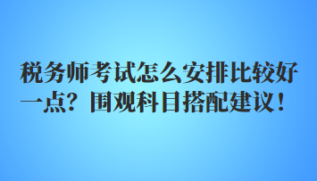 税务师考试怎么安排比较好一点？围观科目搭配建议！