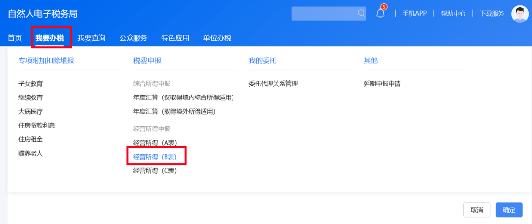 经营所得（B表）