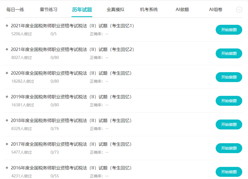 税务师《税法二》历年试题
