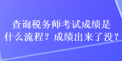 查询税务师考试成绩是什么流程？成绩出来了没？