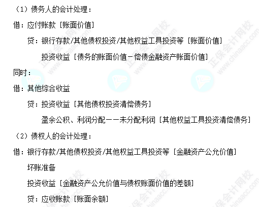 每天一个中级会计实务必看知识点&练习题——以金融资产清偿债务