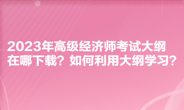 2023年高级经济师考试大纲在哪下载？如何利用大纲学习？