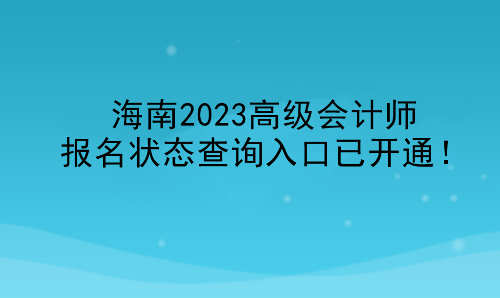 海南2023高级会计师报名状态查询入口已开通！