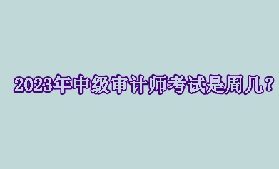 2023年中级审计师考试是周几？
