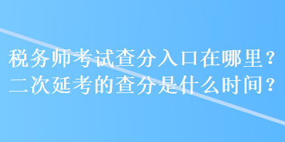 税务师考试查分入口在哪里？二次延考的查分是什么时间？