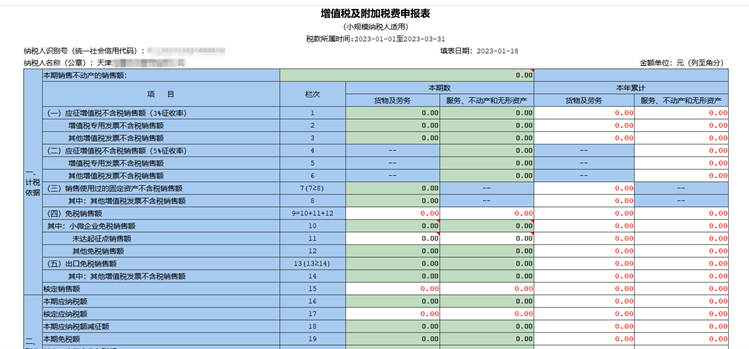 增值税及附加税费申报表