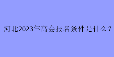 河北2023年高会报名条件是什么？