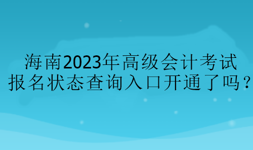 海南2023年高级会计考试报名状态查询入口开通了吗？