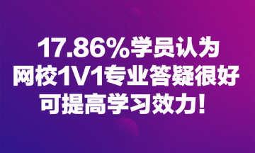 17.86%学员认为网校1V1专业答疑很好 可提高学习效力！