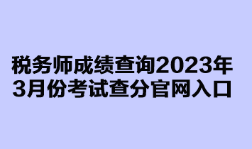 税务师成绩查询2023年3月延考查分官网入口