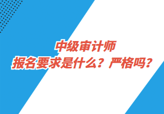 中级审计师报名要求是什么？严格吗？