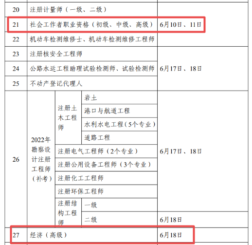 考试计划