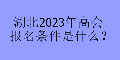 湖北2023年高会报名条件是什么？