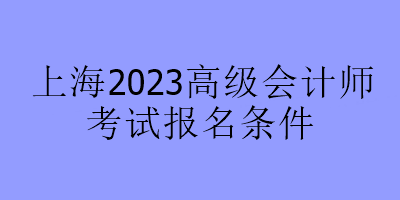 上海2023高级会计师考试报名条件