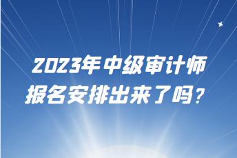 2023年中级审计师报名安排出来了吗？