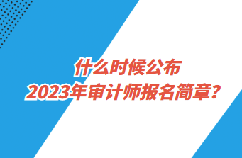 什么时候公布2023年审计师报名简章？