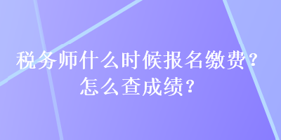 税务师什么时候报名缴费？怎么查成绩？