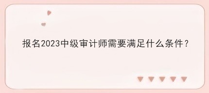 报名2023中级审计师需要满足什么条件？