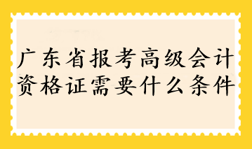 广东省报考高级会计资格证需要什么条件