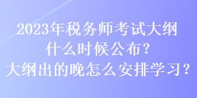 2023年税务师考试大纲什么时候公布？大纲出的晚怎么安排学习？