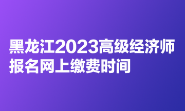 黑龙江2023高级经济师报名网上缴费时间