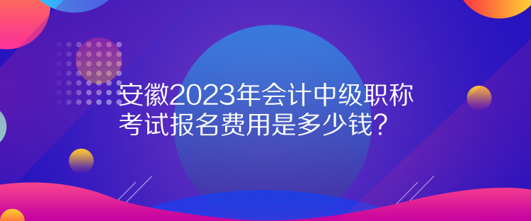 安徽2023年会计中级职称考试报名费用是多少钱？